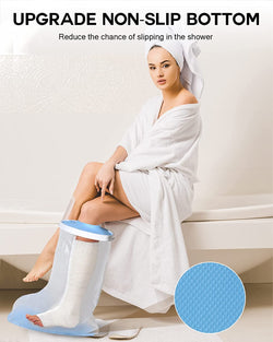 Waterproof Extra Wide Leg Cast Cover for Shower, Extra Large Foot Cover with Non-Slip Bottom, Watertight Foot Protector Fits Leg Size 10"-29"