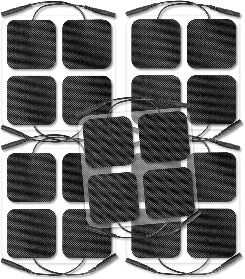 TENS Unit Pads 2"X2" 20 Pcs, 3rd Gen Latex-Free Replacement Pads Electrode Patches with Upgraded Self-Stick Performance and Non-Irritating Design for Electrotherapy (Black)