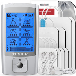 EMS TENS Unit Muscle Stimulator, 24 Modes Dual Channel Electronic Pulse Massager for Pain Relief/Management & Muscle Strength Rechargeable TENS Machine with 8 Pcs Electrode Pads