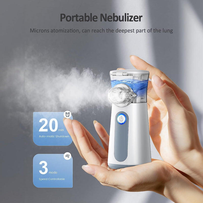 Portable Nebulizer Machine for Kids and Adults: The Nebulizer Handheld steam Inhaler for Asthma Breathing, Rechargeable Baby Kid mesh Nebulizer, Nebulizador para Niños, Travel, Home,3 Masks