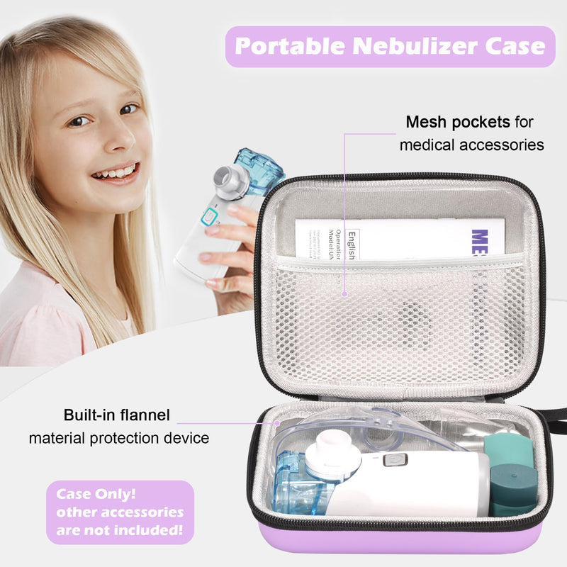 Carrying Case for Portable Nebulizer, Nebulizer Machine for Kids Adults Personal Inhalers Nebulizador for Breathing Problems Handheld Nebulizer, (Case Only) (Purple)