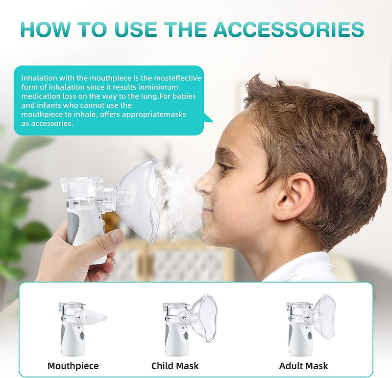 Portable Nebulizer - Nebulizer Machine for Adults & Kids, Handheld Mesh Nebulizer of Cool Mist, Mini Steam Inhaler for Breathing Problems
