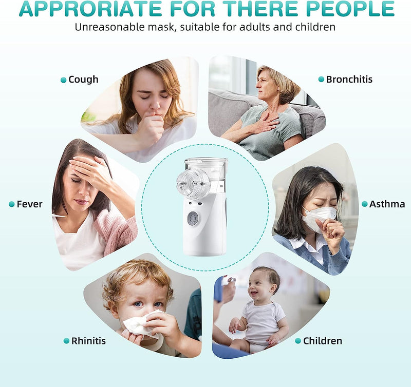 Portable Nebulizer - Nebulizer Machine for Adults & Kids, Handheld Mesh Nebulizer of Cool Mist, Mini Steam Inhaler for Breathing Problems