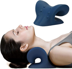 Neck and Shoulder Relaxer, Cervical Traction Device for TMJ Pain Relief and Cervical Spine Alignment, Chiropractic Pillow, Neck Stretcher (Dark Blue)