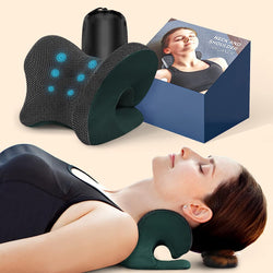 Neck and Shoulder Relaxer with Magnetic Therapy Pillowcase, Neck Stretcher Chiropractic Pillows for Pain Relief, Cervical Traction Device for Relieve TMJ Headache Muscle Tension Spine Alignment  Dark Green