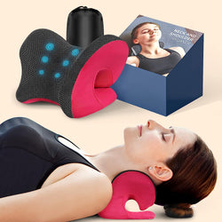 Neck and Shoulder Relaxer with Magnetic Therapy Pillowcase, Neck Stretcher Chiropractic Pillows for Pain Relief, Cervical Traction Device for Relieve TMJ Headache Muscle Tension Spine Alignment  Rose