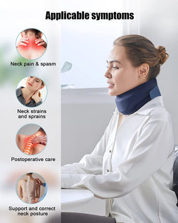 Neck Brace Cervical Collar for Sleeping - Relief Neck Pain and Neck Support Soft Foam Wraps Keep Vertebrae Stable and Aligned for Relief of Cervical Spine Pressure for Women & Men Blue