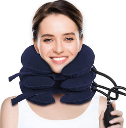 Cervical Neck Traction Device for Neck Pain Relief, Adjustable Inflatable Neck Stretcher Neck Brace, Neck Traction Pillow for Use Neck Decompression and Neck Tension Relief (Blue)