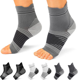 Fasciitis Sock (6 Pairs) for Men and Women, Compression Foot Sleeves with Arch and Ankle Support 2 Black+2 Gray+2 White