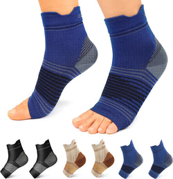 Fasciitis Sock (6 Pairs) for Men and Women, Compression Foot Sleeves with Arch and Ankle Support 2 Black+2 Nude+2 Navy
