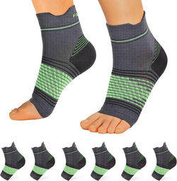 Fasciitis Sock (6 Pairs) for Men and Women, Compression Foot Sleeves with Arch and Ankle Support 6 Green