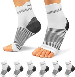 Fasciitis Sock (6 Pairs) for Men and Women, Compression Foot Sleeves with Arch and Ankle Support 6 White