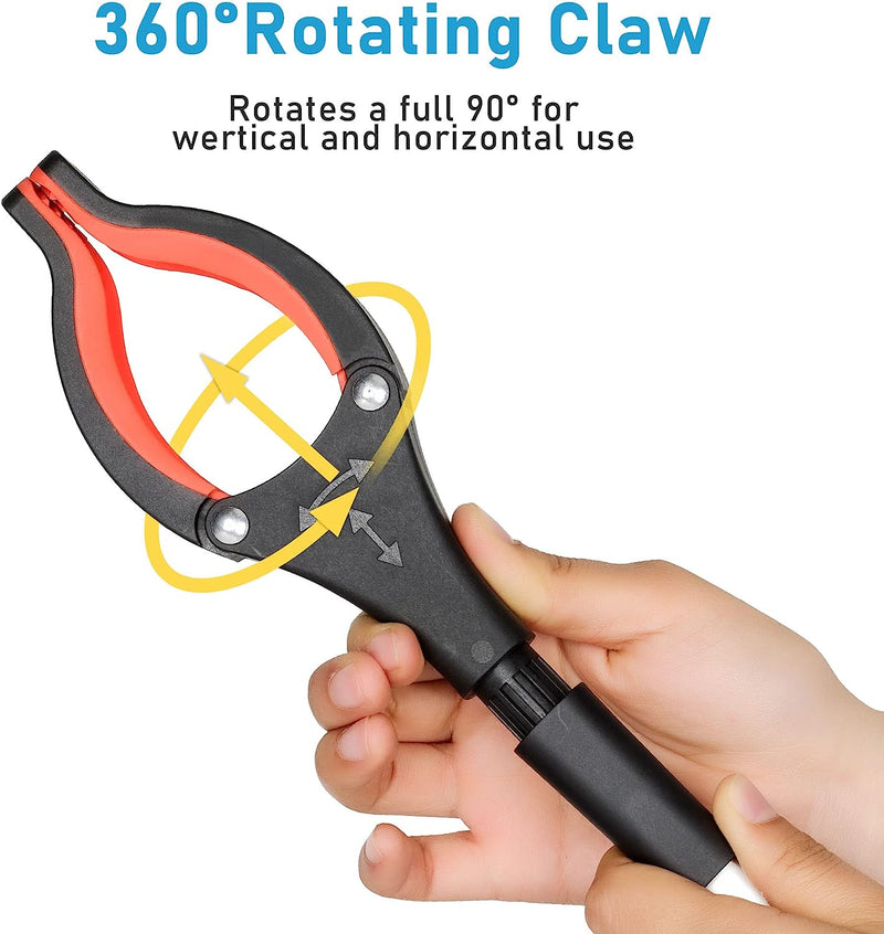 Grabber Reacher Tool, 360° Rotating Head, Wide Jaw, 32" Foldable, Lightweight Trash Claw Grabbers for Elderly, Reaching Tool Orange