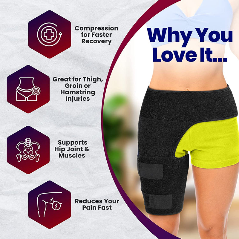 Hip Brace Thigh Compression Sleeve – Hamstring Compression Sleeve & GroinSupport for Hip Replacements Left