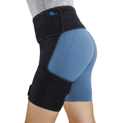 Hip Thigh Support Brace Groin Compression Wrap for Pulled Groin Sciatic Nerve Pain Hamstring Injury Recovery and Rehab Fits Both Legs Men & Women Black