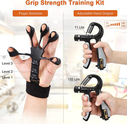 Hand Grip Strengthener - Adjustable Hand Exerciser and Finger Stretcher - Grip Strength Trainer for Muscle Building, Hand Therapy and Recovery - Relieve Pain for Arthritis, Carpal Tunnel