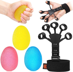 Grip Strength Trainer - Finger Exerciser & Hand Exercise Balls - Forearm Strengthener & Physical Therapy Kit for Arthritis, Carpal Tunnel Pain Relief, Rehabilitation, Reducing Stiffness, Stress Relief