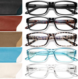5-Pack Reading Glasses Blue Light Blocking,Spring Hinge Readers for Women Men Anti Glare Filter Lightweight Eyeglasses 5 Pack Mix Color (With Case)