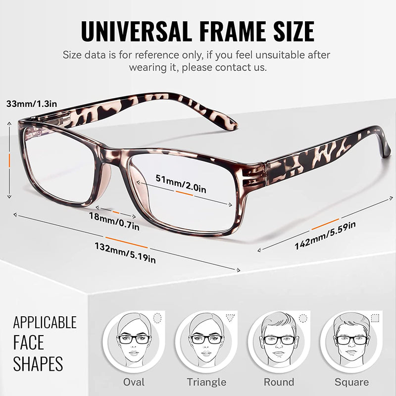 5-Pack Reading Glasses Blue Light Blocking,Spring Hinge Readers for Women Men Anti Glare Filter Lightweight Eyeglasses leopard*5
