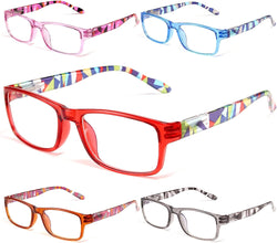 5-Pack Reading Glasses Blue Light Blocking,Spring Hinge Readers for Women Men Anti Glare Filter Lightweight Eyeglasses 5 Pack Mix Color 2
