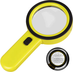 Magnifying Glass with Light, 30X Handheld Large Magnifying Glass 12 LED Illuminated Lighted Magnifier for Macular Degeneration Seniors Reading Inspection Coins Jewelry (Yellow)